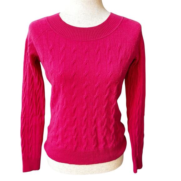 Talbots Cashmere Sweater Womens Size SMALL Pink Cable Knit Soft Preppy - Picture 1 of 5